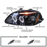 Coolstuffguru Compatible with Honda Civic Dx Ex Si 2/3/4 Dr Halo Led Projector Headlights Smoked