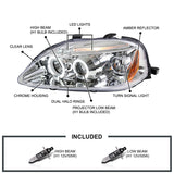 Coolstuffguru Compatible with Honda Civic Chrome Clear Dual Halo Led Projector Headlights