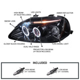 Coolstuffguru Compatible with Honda Civic Dual Halo Led Glossy Black Projector Headlights