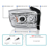 Coolstuffguru Compatible with Dodge Dakota Chrome Clear Halo LED Projector Head Lights