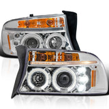 Coolstuffguru Compatible with Dodge Dakota Led Chrome Clear Projector Halo Head Lights