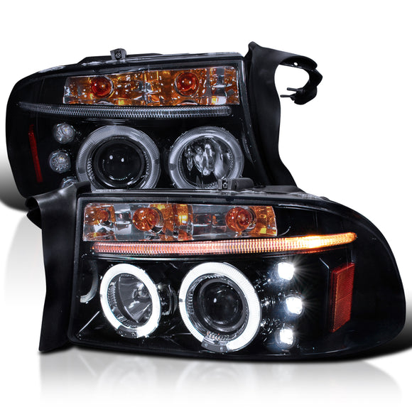 Coolstuffguru Compatible with Dodge Dakota Durango Dual Halo Smoked Lens Projector Head Lights