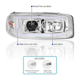 Coolstuffguru Chrome Housing Clear Lens LED Light Bar Projector Headlight Compatible with Gmc Yukon XL SLT Sierra 1999-2006, 01-06 Yukon Denali XL, L+R Pair Head Light Lamp Assembly