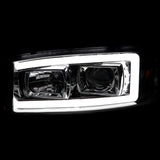 Coolstuffguru Chrome Housing Clear Lens LED Light Bar Projector Headlight Compatible with Gmc Yukon XL SLT Sierra 1999-2006, 01-06 Yukon Denali XL, L+R Pair Head Light Lamp Assembly
