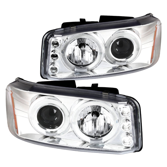 Coolstuffguru Compatible with Gmc Denali Yukon Sierra Led Chrome Clear Projector Head Lights