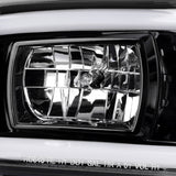 Coolstuffguru Glossy Black Housing Clear Lens LED Light Bar Projector Headlight + Bumper Light Compatible with GMC Yukon Denali 2001-2006, XL, Sierra, L+R Pair Head Light Lamp Assembly