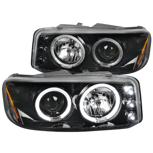 Coolstuffguru Compatible with GMC Sierra Denali Yukon XL LED Jet Black Halo Projector Headlights Headlamps