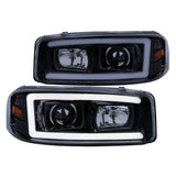 Coolstuffguru Smoke Lens LED Light Bar Projector Headlight Compatible with Gmc Yukon XL SLT Sierra 1999-2006, 01-06 Yukon Denali XL, L+R Pair Head Light Lamp Assembly