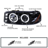 Coolstuffguru Compatible with GMC Yukon Denali Xl Dual Halo Projector Glossy Black Housing Headlights