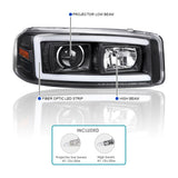 Coolstuffguru Black Housing Clear Lens LED Light Bar Projector Headlight Compatible with Gmc Yukon XL SLT Sierra 1999-2006, 01-06 Yukon Denali XL, L+R Pair Head Light Lamp Assembly