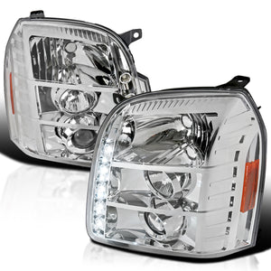 Coolstuffguru Compatible with Gmc Yukon XL Denali Chrome Clear LED Projector Headlights