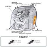 Coolstuffguru Compatible with GMC Yukon XL Denali 1500/2500 Chrome U-Halo LED Projector Headlights