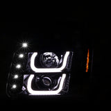 Coolstuffguru Compatible with GMC Yukon Denali XL Jet Black LED Halo Clear Projector Headlights Head Lamps