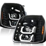 Coolstuffguru Compatible with GMC Yukon Denali XL Jet Black LED Halo Clear Projector Headlights Head Lamps