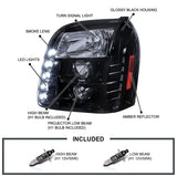 Coolstuffguru Compatible with Gmc Yukon Denali Dual Halo Led Glossy Black Housing Projector Headlights