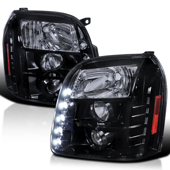 Coolstuffguru Compatible with Gmc Yukon Denali Dual Halo Led Glossy Black Housing Projector Headlights