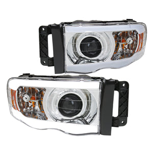 Coolstuffguru Clear Projector Headlights Lamps LED Tube Compatible with Dodge Ram 1500 2500 3500 2002-2005 L+R Pair Head Light Lamp Assembly