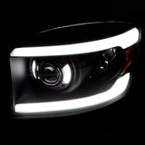 Coolstuffguru Black Housing Clear Lens LED Tube Projector Headlights Compatible with Dodge Ram 1500 2500 3500 2006-2008