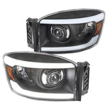 Coolstuffguru Black Housing Clear Lens LED Tube Projector Headlights Compatible with Dodge Ram 1500 2500 3500 2006-2008