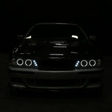 Coolstuffguru Compatible with Bmw E39 5-Series 528I 530I 540I Dual Halo Led Chrome Projector Headlights