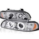 Coolstuffguru Compatible with Bmw E39 5-Series 528I 530I 540I Dual Halo Led Chrome Projector Headlights