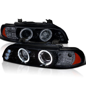 Coolstuffguru Compatible with Bmw E39 525I 530I 540I Halo Led Black Projector Headlights