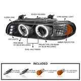 Coolstuffguru Compatible with Bmw E39 528I 540I Dual Halo Led Black Projector Head Lights