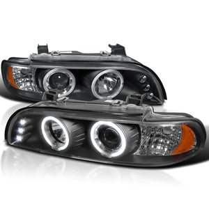 Coolstuffguru Compatible with Bmw E39 528I 540I Dual Halo Led Black Projector Head Lights