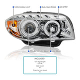 Coolstuffguru Compatible with Bmw E87 1-Series Dual Halo Led Chrome Projector Headlights