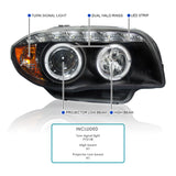 Coolstuffguru Compatible with Bmw E87 1-Series Dual Halo Led Black Projector Headlights