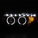 Coolstuffguru Compatible with Bmw E90 4Dr 3-Series Black Led Signal Eyelid Halo Projector Head Lights