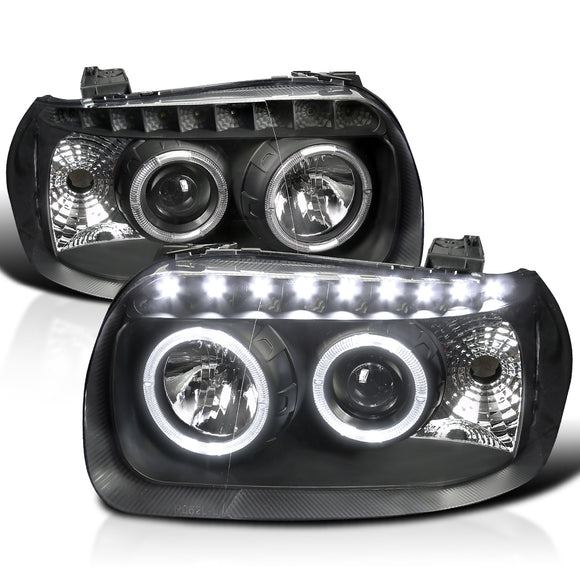 Coolstuffguru Compatible with Ford Escape Black Dual Halo SMD LED Strip Projector Headlights