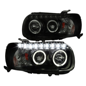 Coolstuffguru Compatible with Ford Escape Dual Halo Black Smoke Projector Headlights Pair w/ LED DRL Strips