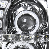 Coolstuffguru CHROME MESH HOOD GRILLE+LED HALO HEADLIGHTS Compatible with 2002-2006 ESCALADE