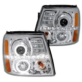 Coolstuffguru Compatible with Cadillac Escalade Led Halo Projector Chrome Clear Head Lights