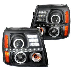 Coolstuffguru Compatible with Cadillac Escalade LED Halo Projector Black Head Lights