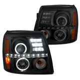 Coolstuffguru Compatible with Cadillac Escalade Black Smoke Halo Projector Headlights Pair Left+Right