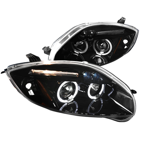 Coolstuffguru Compatible with Mitsubishi Eclipse Clear LED Dual Halo Jet Black Projector Headlights Left+Right