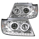 Coolstuffguru Chrome Housing Clear Lens Halo Projector Headlights w/ LED Compatible with Ford Explorer 2002-2005 L+R Pair Head Light Lamp Assembly