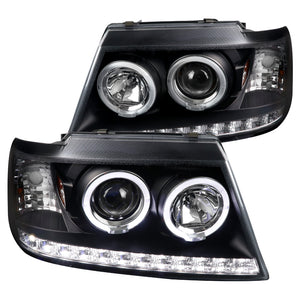 Coolstuffguru Black Housing Clear Lens Halo Projector Headlights w/ LED Compatible with Ford Explorer 2002-2005 L+R Pair Head Light Lamp Assembly