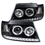 Coolstuffguru Black Housing Clear Lens Halo Projector Headlights w/ LED Compatible with Ford Explorer 2002-2005 L+R Pair Head Light Lamp Assembly