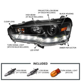 Coolstuffguru Compatible with Mitsubishi Lancer EVO X 10 Black R8 Style LED Projector Headlights