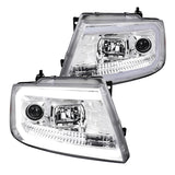 Coolstuffguru Chrome Housing Clear Lens LED Bar Projector Headlights Compatible with Ford F150 2004-2008, 06-08 Lincoln Mark LT, L+R Pair Head Light Lamp Assembly