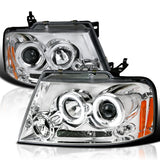 Coolstuffguru Compatible with Ford F150 Chrome Clear Led Halo Projector Headlights