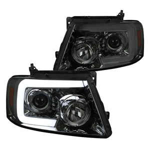 Coolstuffguru Smoke Projector Headlights LED Sequential Switchback Signal Compatible with Ford F150 2004-2008, 06-08 Lincoln Mark LT, L+R Pair Head Light Lamp Assembly