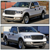 Coolstuffguru Black Housing Clear Lens LED Bar Projector Headlights Compatible with Ford F150 2004-2008, 06-08 Lincoln Mark LT, L+R Pair Head Light Lamp Assembly