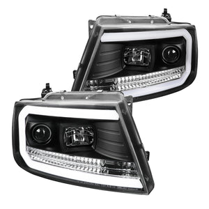 Coolstuffguru Black Housing Clear Lens LED Bar Projector Headlights Compatible with Ford F150 2004-2008, 06-08 Lincoln Mark LT, L+R Pair Head Light Lamp Assembly