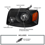 Coolstuffguru Compatible with Ford F150 Lincoln Mark LT Custom Retrofit Black Projector Headlights