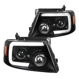 Coolstuffguru Sequential LED Light Bar Signal Black Housing Clear Lens Projector Headlights Compatible with Ford F150 2004-2008, 06-08 Lincoln Mark LT, L+R Pair Head Light Lamp Assembly