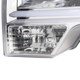 Coolstuffguru LED Light Bar Chrome Housing Clear Lens Projector Headlights Compatible with Ford F150 2009-2014 L+R Pair Head Light Lamp Assembly